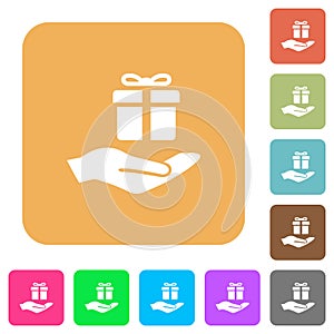 Gifting rounded square flat icons