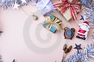 Gifts box decor for new year and christmas background and copy s