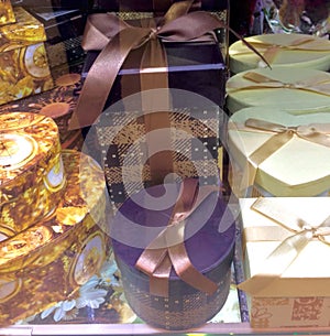 Gifts in different packages gift box ribbon