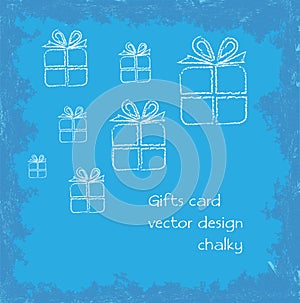 Gifts with frozen frame, winter motive greeting card