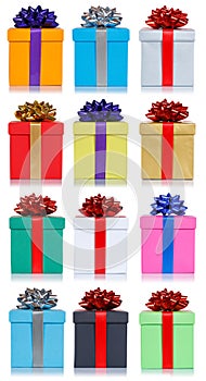 Gifts gift birthday christmas collection portrait format presents isolated on white background