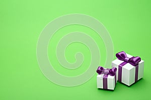 Gifts for the holidays on a green background