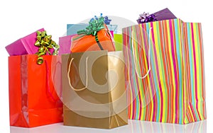 Gifts in paper shopping bags