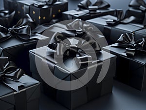 Gifts and purchases packed in holiday boxes for holidays on Black Friday