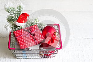 Gifts in shopping basket