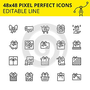 Gifts, Surprises and Shopping. Scale Set. Vector.