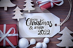 Gifts, Tree, Decoration, Label, Merry Christmas And Happy 2022