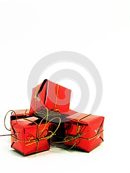 Gifts wrapped up in red paper