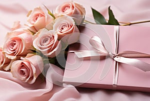 giftwrapped pink envelope with roses inside