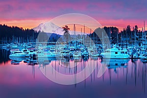 Gig Harbor Mt.Rainier Early Morning Sunrise