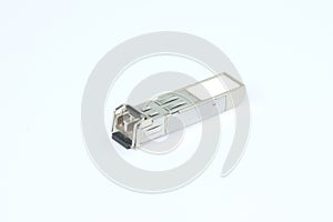 gigabit (SX) sfp modules for network switch isolated on white background, Fiber transceiver multimode