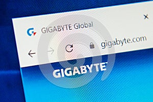 Gigabyte.com Web Site. Selective focus.