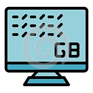 Gigabyte data icon vector flat