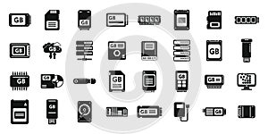 Gigabyte icons set simple vector. Big data