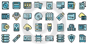 Gigabyte icons set vector flat