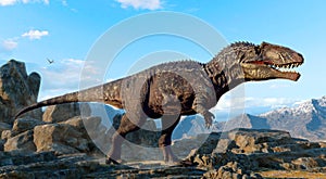 Giganotosaurus from the Cretaceous era 3D illustration photo