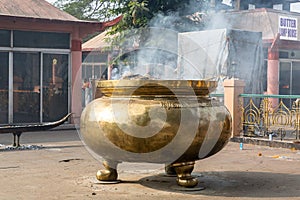 Gigant smoke shell in Bodhgaya, Bihar, India