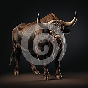 Gigantic Bull On Black Background - Ingrid Baars Style