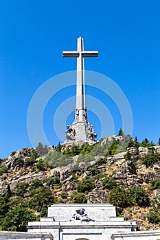 The gigantic cross on the top of the Valley of the Fallen Valle de Los Caidos, Madrid, Spain