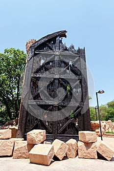 Gigantic door near bridge in famous Lost City