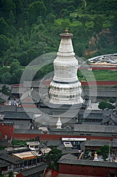 The gigantic white stupa of Tayuan temple in Wutai