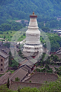 The gigantic white stupa of Tayuan temple in Wutai Shan, China