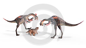 Gigantoraptor succumb to a Ceratocephalus, 3D Illustration photo