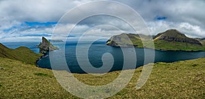 Amazing Gigapan view of Drangarnir gate, Tindholmur and Mykines, Faroe Islands photo