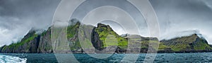 Vestmanna cliffs super wide panorama in the Faroe Islands photo