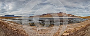 Gigapan of salt lake and mountains in Atacama photo