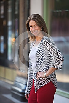 Giggling Woman Outdoors