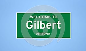 Gilbert, Arizona city limit sign. Town sign from the USA.