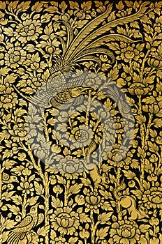 Gild Lacquer Art of Classic Thai Art Style. photo