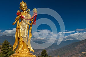 Gilded Bodhisattva statue in Thimphu