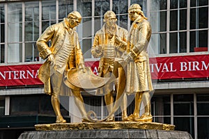 Gilded bronze statue of Matthew Boulton, James Watt and William