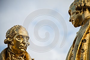 Gilded bronze statue of Matthew Boulton, James Watt and William