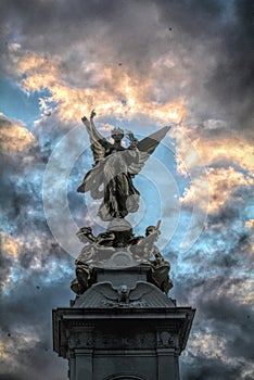 Gilded bronze Winged Victory, VIctoria memorial, London, UK.