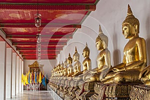 Gilded Buddha statues, Wat Pho or Wat Phra Chetuphon, Bangkok, Thailand, Asia