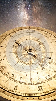 Gilded Compass of Time and Destiny. Astral Geometry. Generated Image