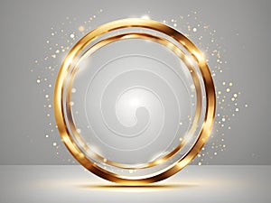 Gilded Elegance: Abstract Luxury Golden Ring with Vector Light Circles