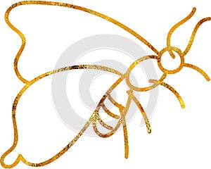Gilded Elegance - Intricate Gold Butterfly Digital Painting Clipart