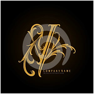 Gilded elegant gold Y letter monogram logo