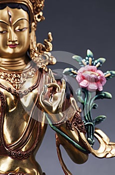 Gilded form of Green Tara Executed in the Tibetan tradition