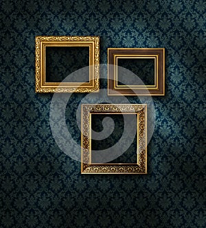 Gilded frames damask wall photo