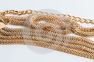 Gilded long chains, whis is trendy and stylish women bijouterie