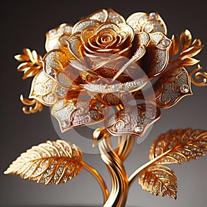 Gilded Roses: Diamond Brilliance, Fantasy Image, Generative AI.