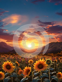 Gilded Serenity: Sunflowers at Sunset