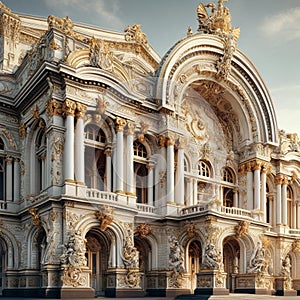Gilded Splendor: Gold and White Monument with Ornate Arches and Statues photo