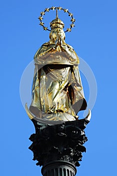 Gilded statue of St. Mary Graz, Styria, Auin Hauptplatz, Graz, Austria