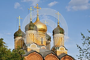 Gilded and Tiled Domes of Cathedral of the Sign on Varvarka Moscow - Domes of Russian Orthodox Churches